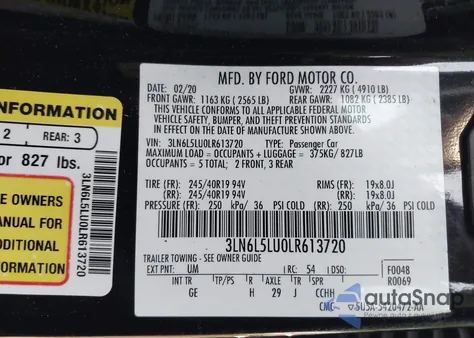 2020 Lincoln Mkz Hybrid Reserve from USA, damaged, VIN 3LN6L5LU0LR613720